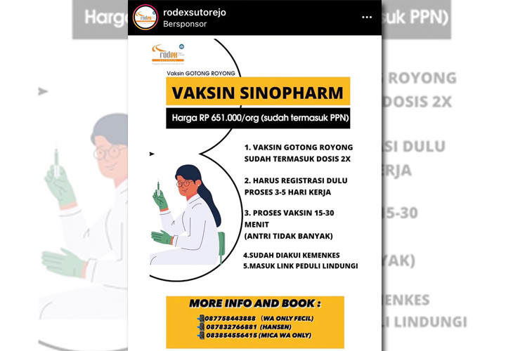 Vaksin Gotong Royong Dikomersialkan: Dijual Rp 751.600 Oleh Perusahaan Travel